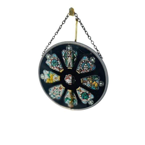 Winged Heart Stained Glass St. David's Cathedral Rose Window Suncatcher - Picture 3 of 3